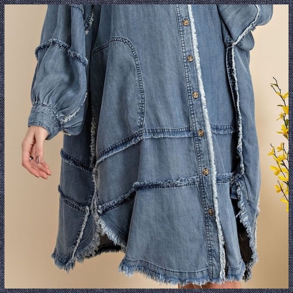 EASEL Ultra Oversized Shirt Dress-Distressed & Unique Details, Statement Sleeves - Picture 8 of 16